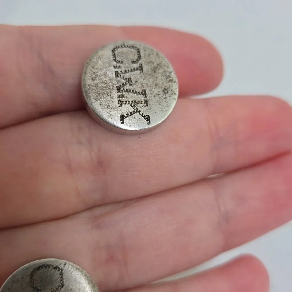 Anson Sterling Cufflinks CWK Circle Sterling Silver Engraved Mens Matte Distress